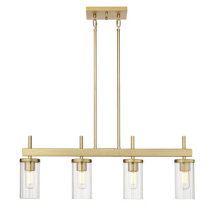 Golden - 7011-LP BCB-CLR - Four Light Linear Pendant - Winslett BCB - Brushed Champagne Bronze