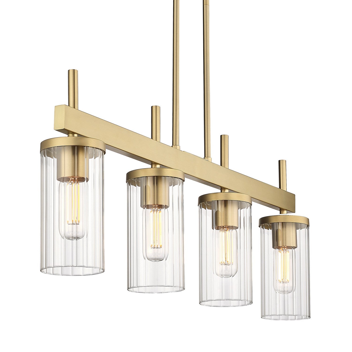 Golden - 7011-LP BCB-CLR - Four Light Linear Pendant - Winslett BCB - Brushed Champagne Bronze