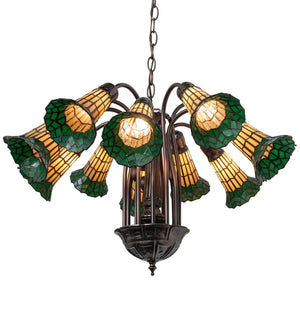 Meyda Tiffany - 251604 - 12 Light Chandelier - Stained Glass Pond Lily - Mahogany Bronze