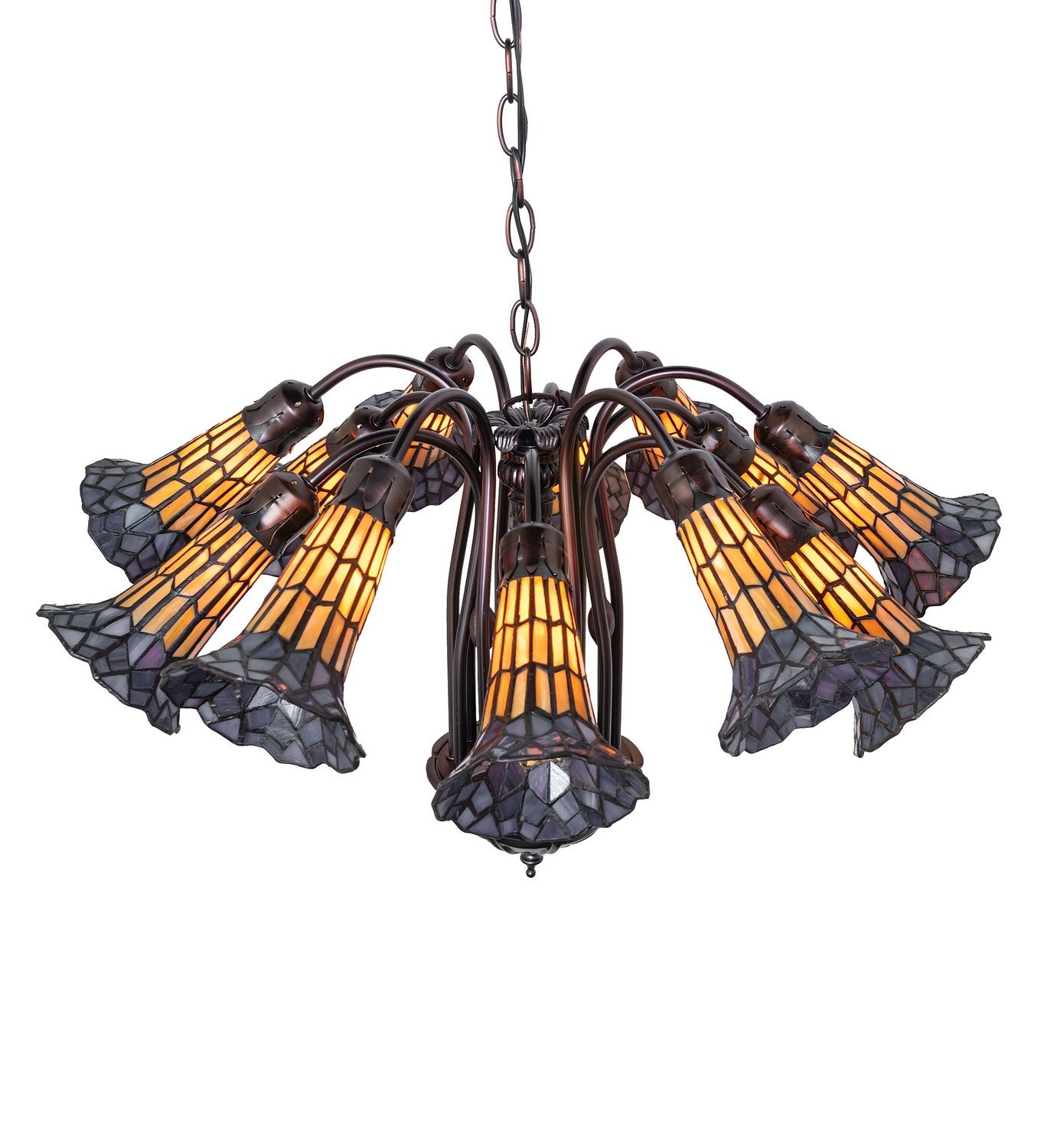 Meyda Tiffany - 251605 - 12 Light Chandelier - Stained Glass Pond Lily - Mahogany Bronze