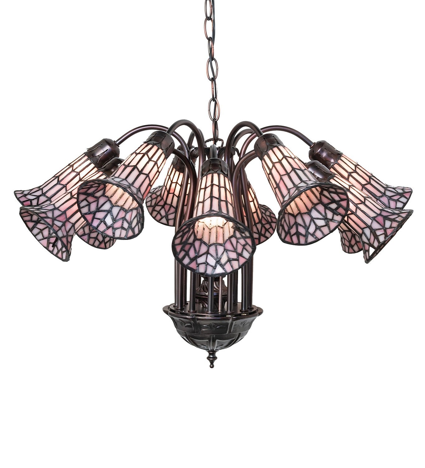 Meyda Tiffany - 251607 - 12 Light Chandelier - Stained Glass Pond Lily - Mahogany Bronze