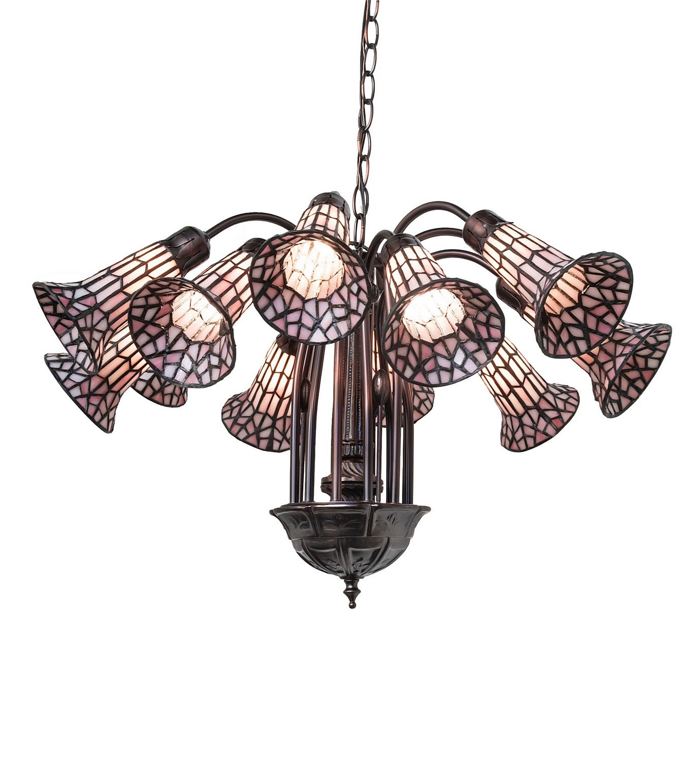 Meyda Tiffany - 251607 - 12 Light Chandelier - Stained Glass Pond Lily - Mahogany Bronze