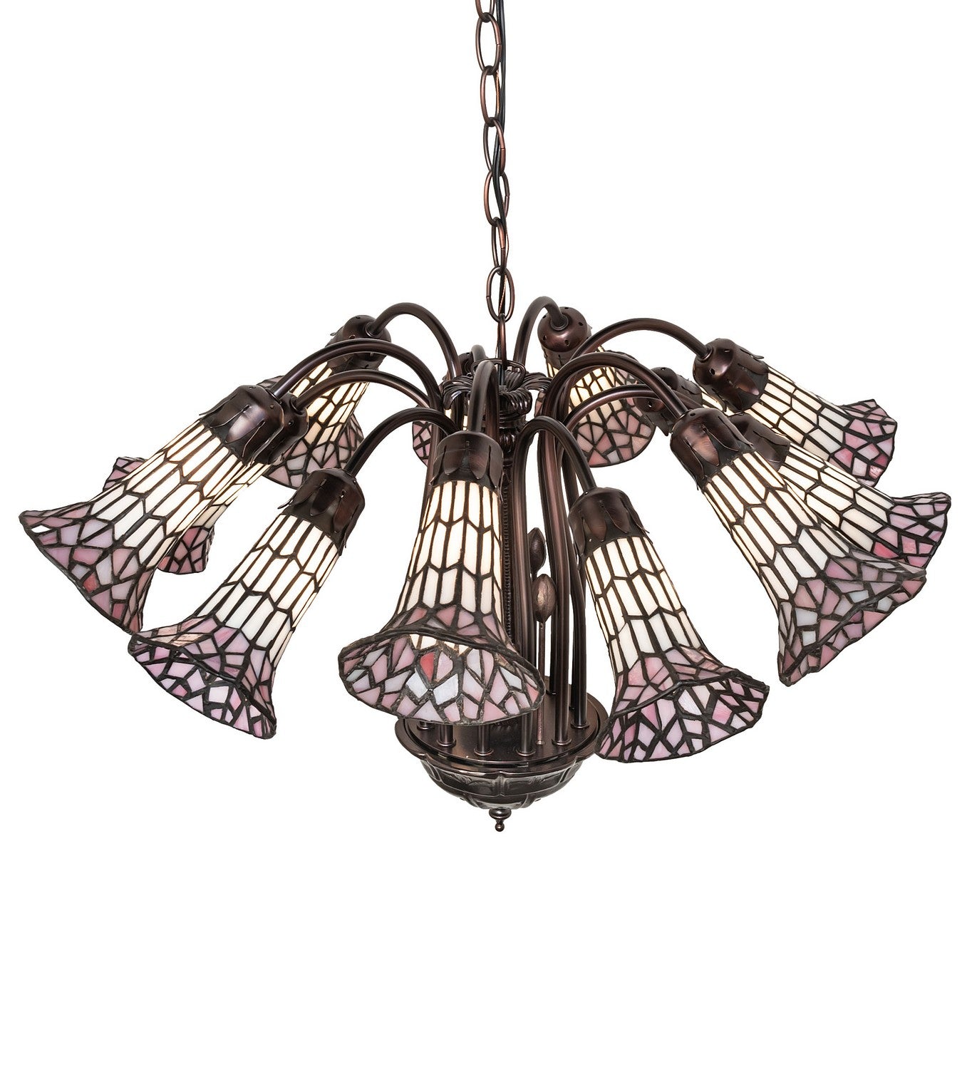 Meyda Tiffany - 251608 - 12 Light Chandelier - Stained Glass Pond Lily - Mahogany Bronze