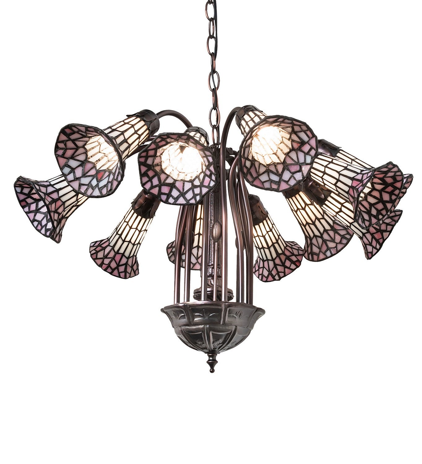 Meyda Tiffany - 251608 - 12 Light Chandelier - Stained Glass Pond Lily - Mahogany Bronze