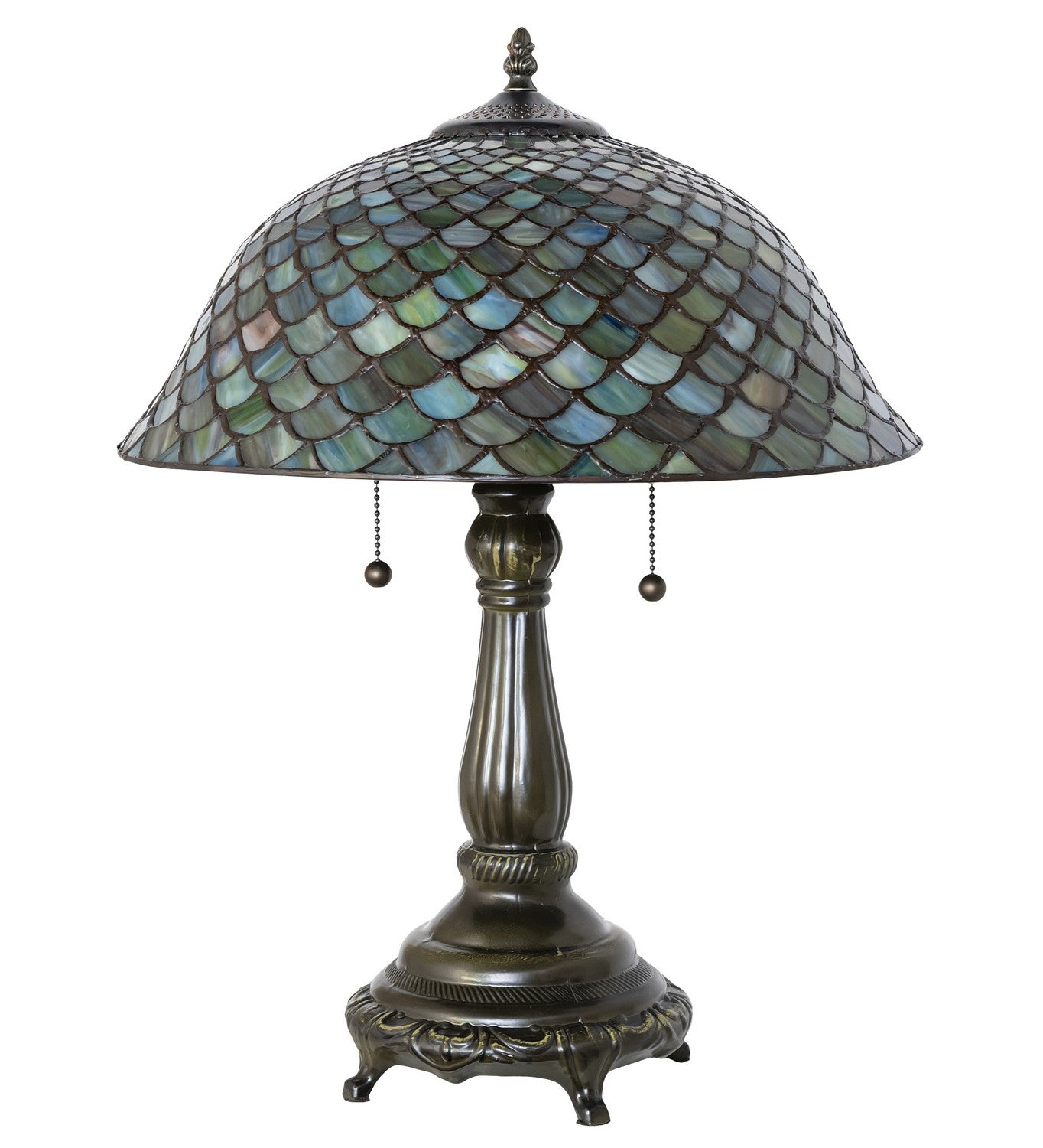 Meyda Tiffany - 268098 - Two Light Table Lamp - Tiffany Fishscale - Mahogany Bronze