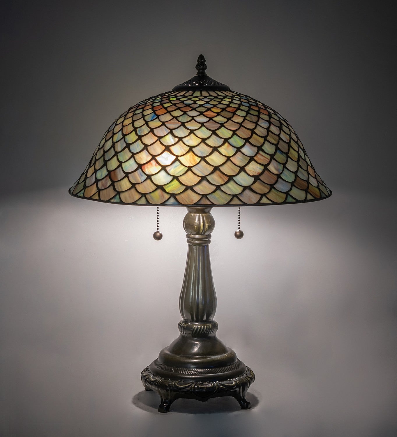 Meyda Tiffany - 268098 - Two Light Table Lamp - Tiffany Fishscale - Mahogany Bronze