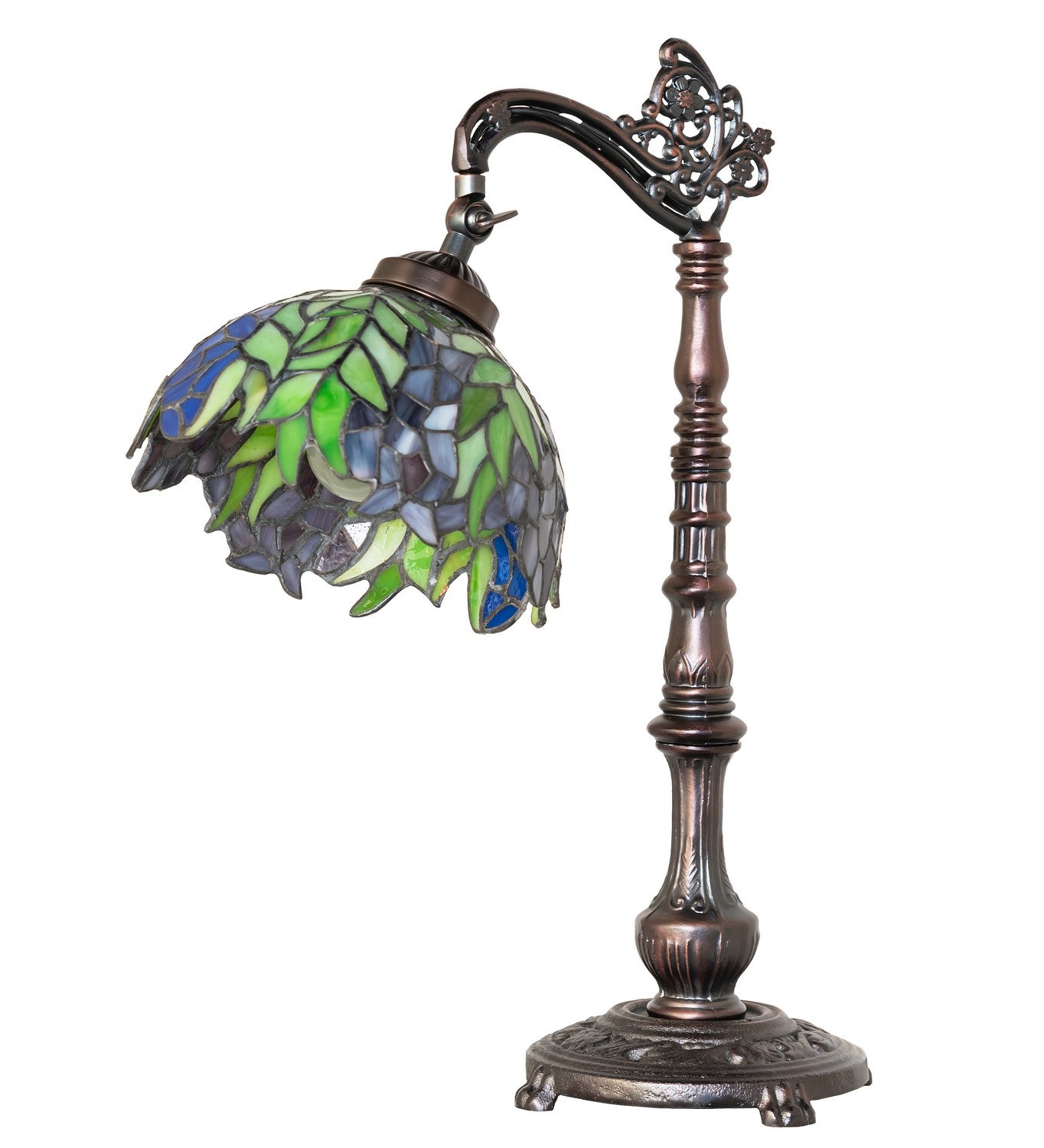 Meyda Tiffany - 46564 - One Light Desk Lamp - Tiffany Honey Locust - Mahogany Bronze