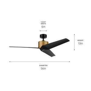 Kichler - 330130NBR - 56"Ceiling Fan - Almere - Natural Brass