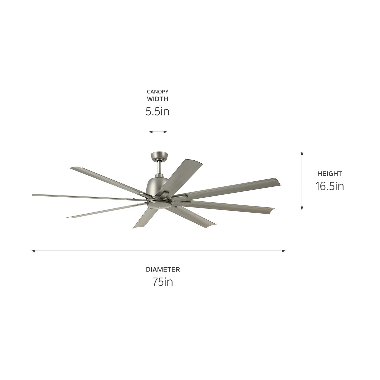 Kichler - 310275NI - 75"Ceiling Fan - Breda - Brushed Nickel