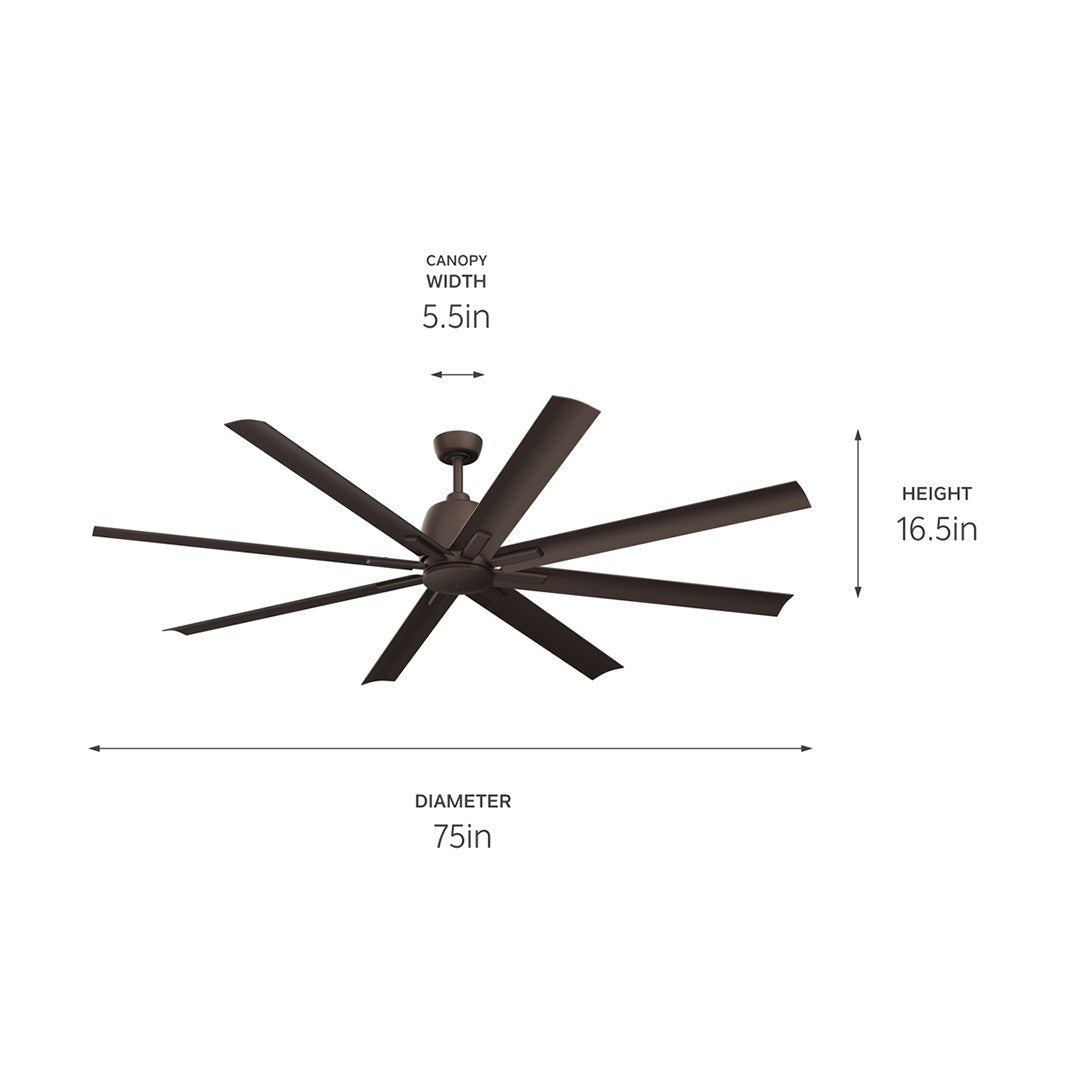 Kichler - 310275SNB - 75"Ceiling Fan - Breda - Satin Natural Bronze