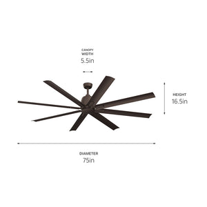 Kichler - 310275SNB - 75"Ceiling Fan - Breda - Satin Natural Bronze