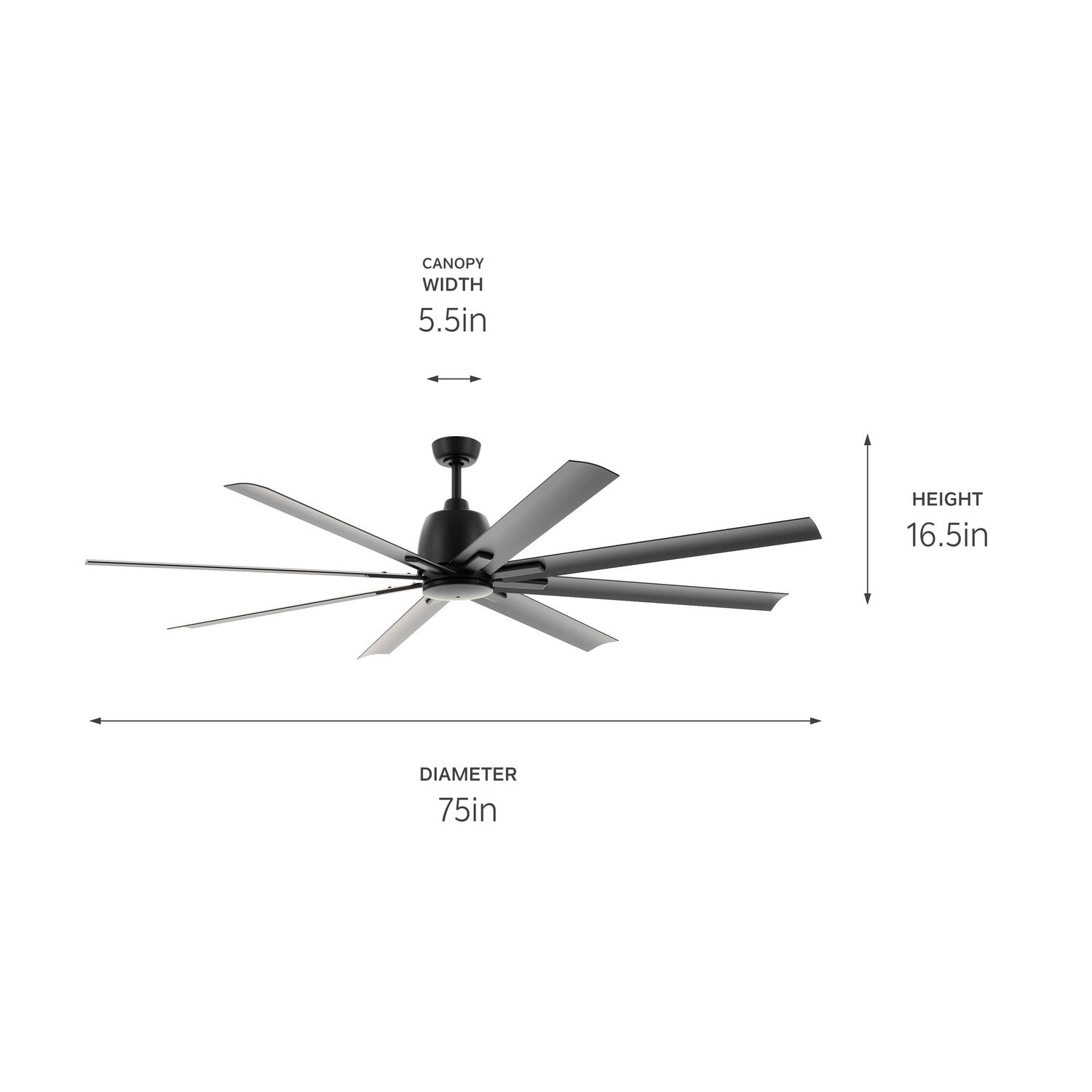 Kichler - 310275SBK - 75"Ceiling Fan - Breda - Satin Black