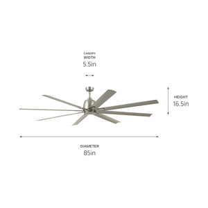 Kichler - 310285NI - 84"Ceiling Fan - Breda - Brushed Nickel