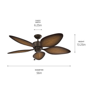 Kichler - 310095SNB - 56"Ceiling Fan - Nani - Satin Natural Bronze