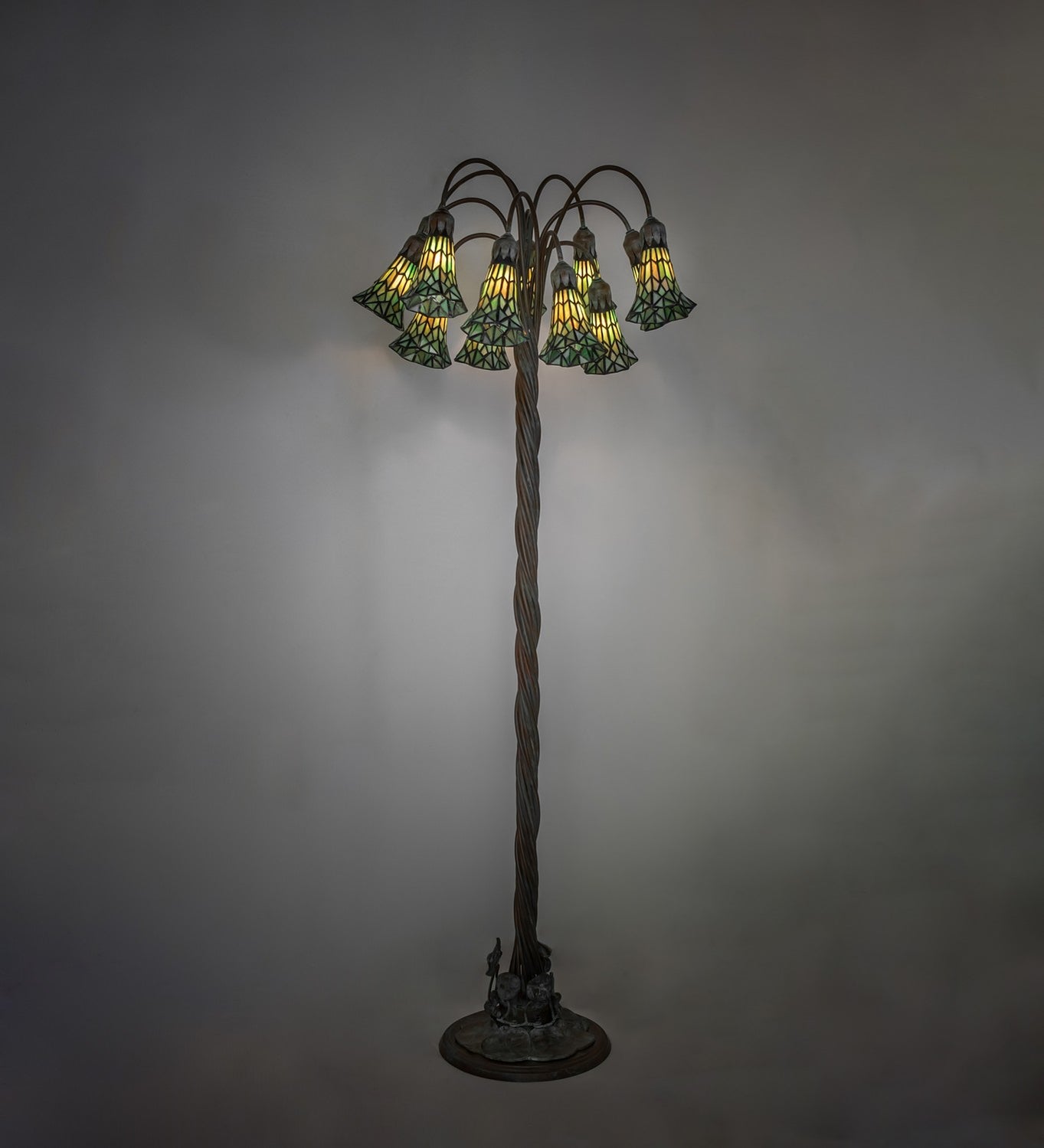 Meyda Tiffany - 262126 - 12 Light Floor Lamp - Stained Glass Pond Lily - Bronze