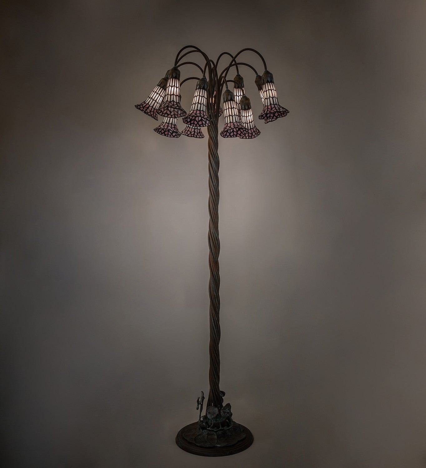 Meyda Tiffany - 262128 - 12 Light Floor Lamp - Stained Glass Pond Lily - Bronze