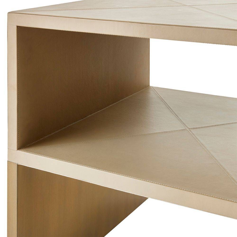 Arteriors - FEI07 - End Table - Talcon - Dove Leather/Antique Brass Clad