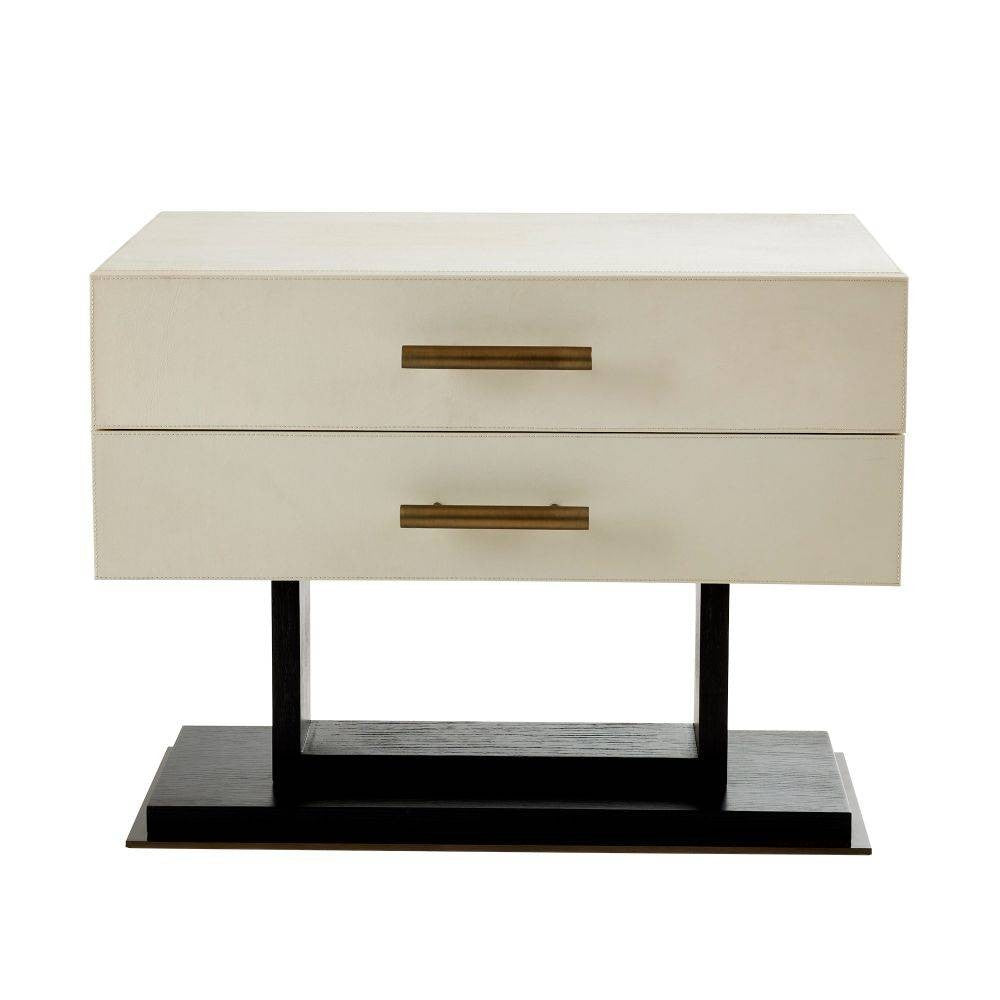 Arteriors - FII01 - Side Table - Tatro - Ivory Leather/Ebony Oak/Antique Brass