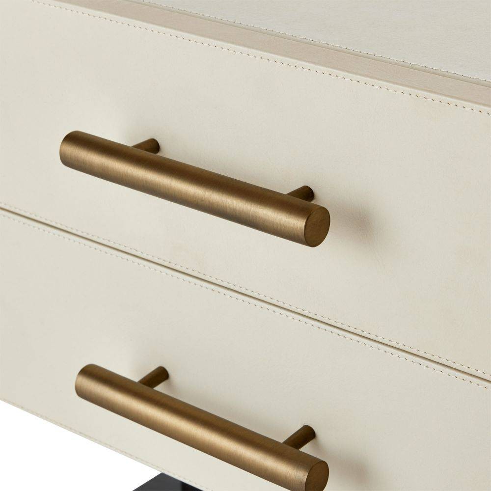 Arteriors - FII01 - Side Table - Tatro - Ivory Leather/Ebony Oak/Antique Brass