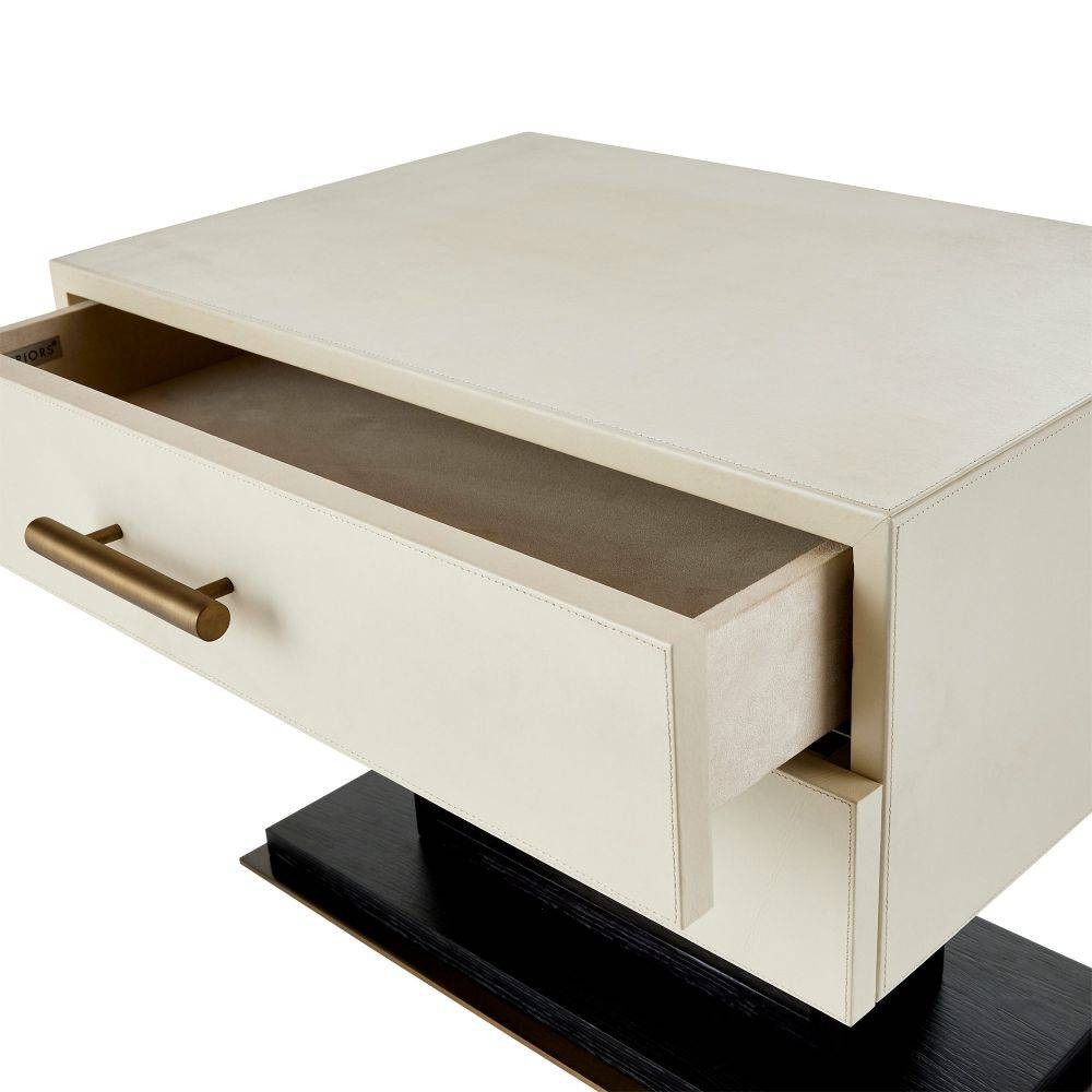 Arteriors - FII01 - Side Table - Tatro - Ivory Leather/Ebony Oak/Antique Brass