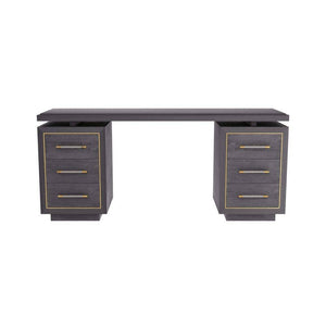 Arteriors - FKI03 - Desk - Wixom - Ebony Oak/Antique Brass/Graphite Leather