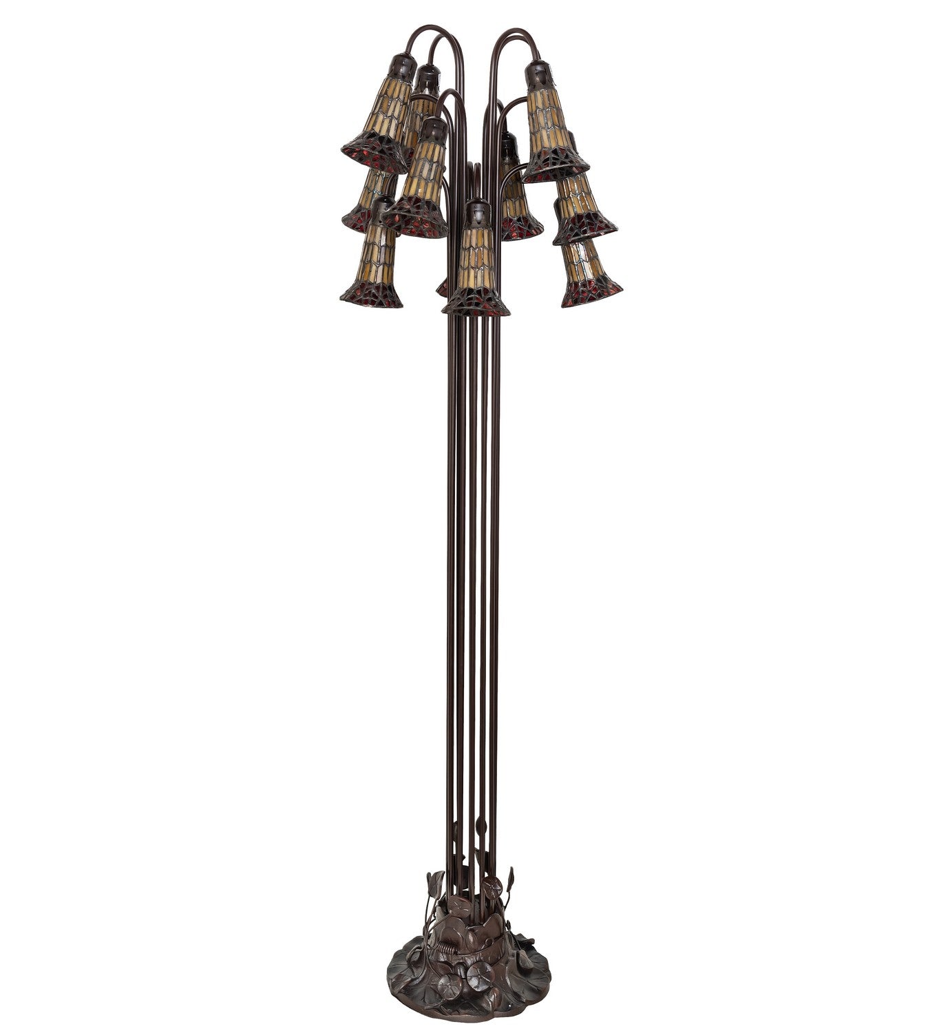 Meyda Tiffany - 251698 - 12 Light Floor Lamp - Stained Glass Pond Lily - Mahogany Bronze