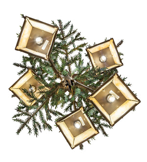 Meyda Tiffany - 260185 - Five Light Chandelier - Pine Branch - Antique Copper W/Green Needles