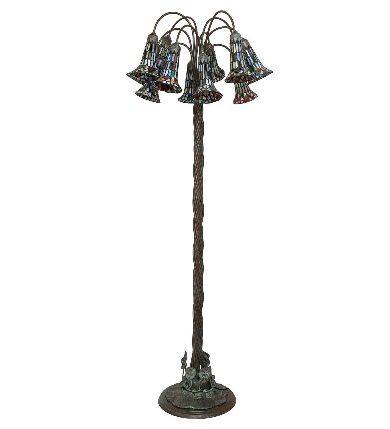 Meyda Tiffany - 262130 - 12 Light Floor Lamp - Stained Glass Pond Lily - Bronze