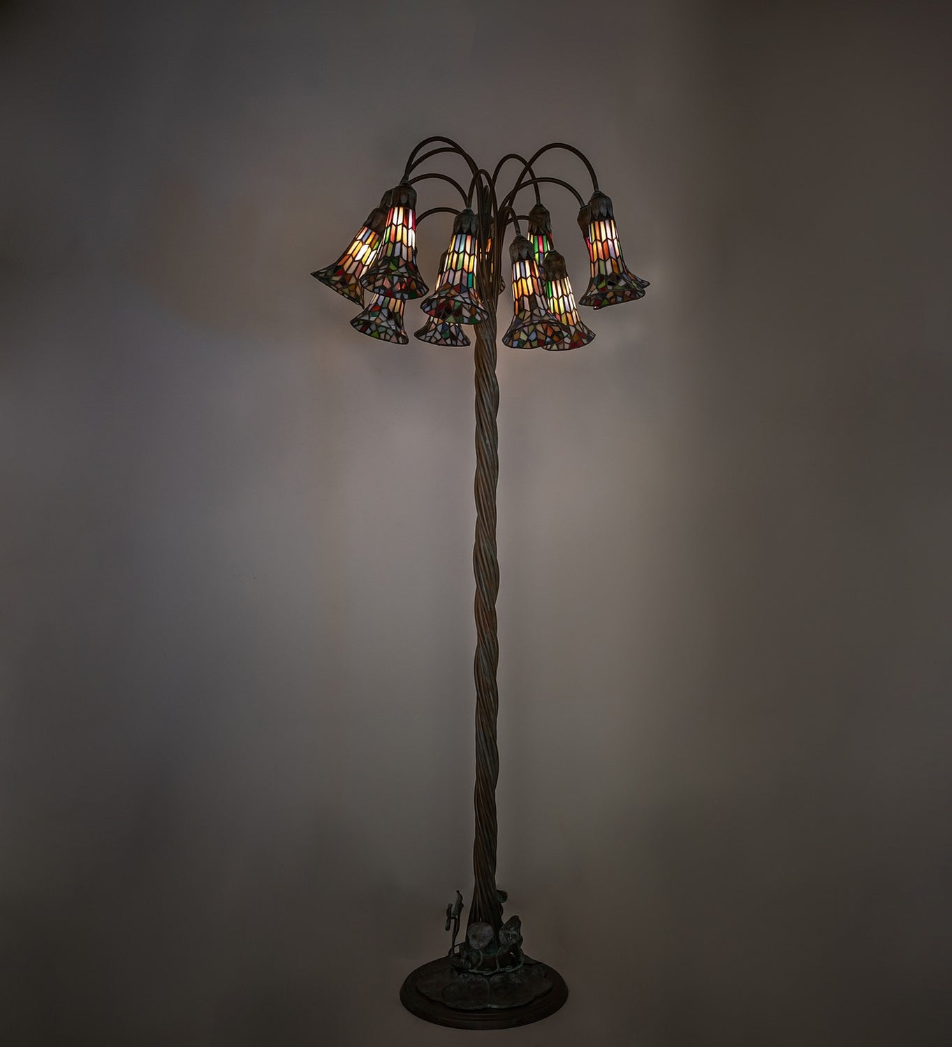 Meyda Tiffany - 262130 - 12 Light Floor Lamp - Stained Glass Pond Lily - Bronze