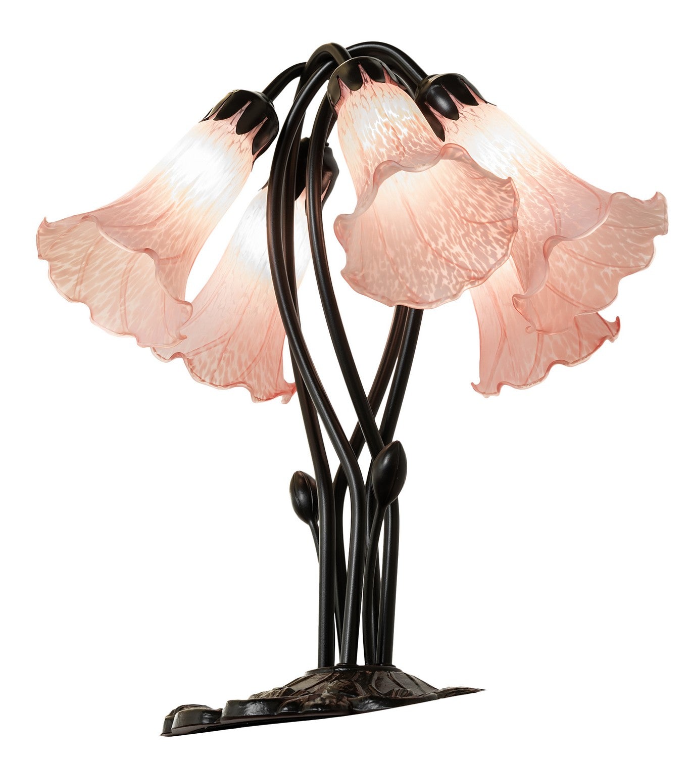 Meyda Tiffany - 262216 - Five Light Table Lamp - Pink - Mahogany Bronze