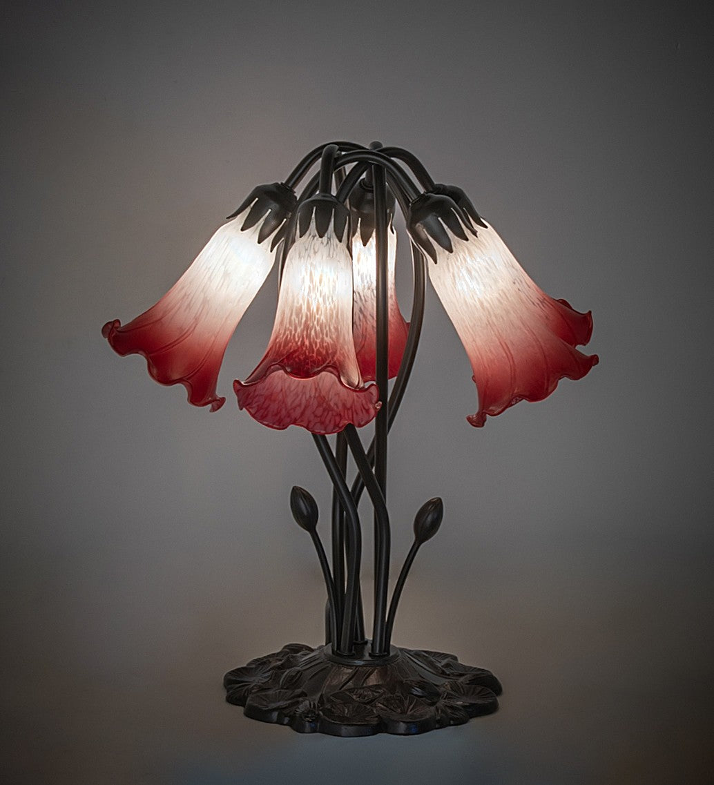 Meyda Tiffany - 262217 - Five Light Table Lamp - Pink/White - Mahogany Bronze