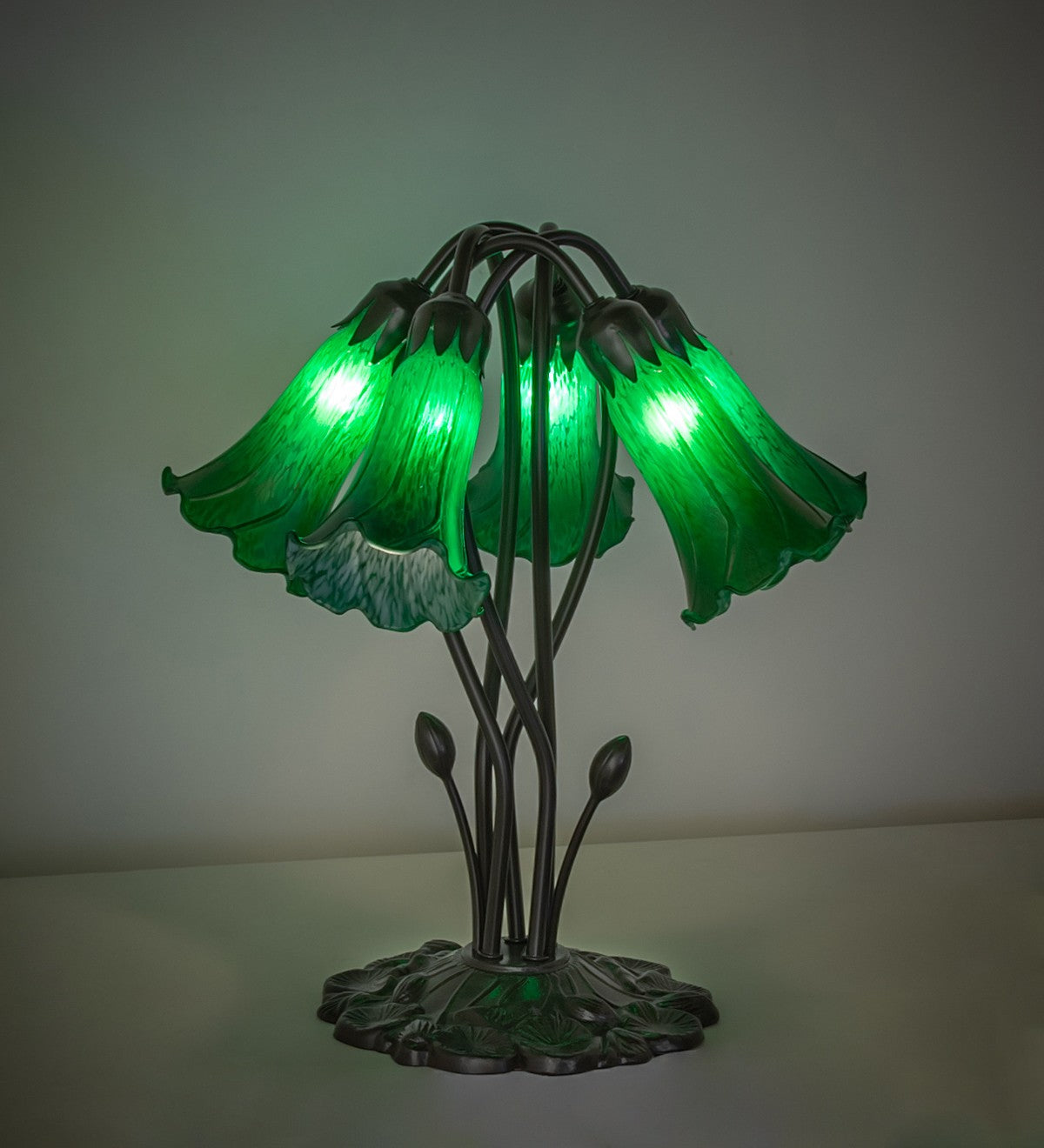 Meyda Tiffany - 262219 - Five Light Table Lamp - Green - Mahogany Bronze