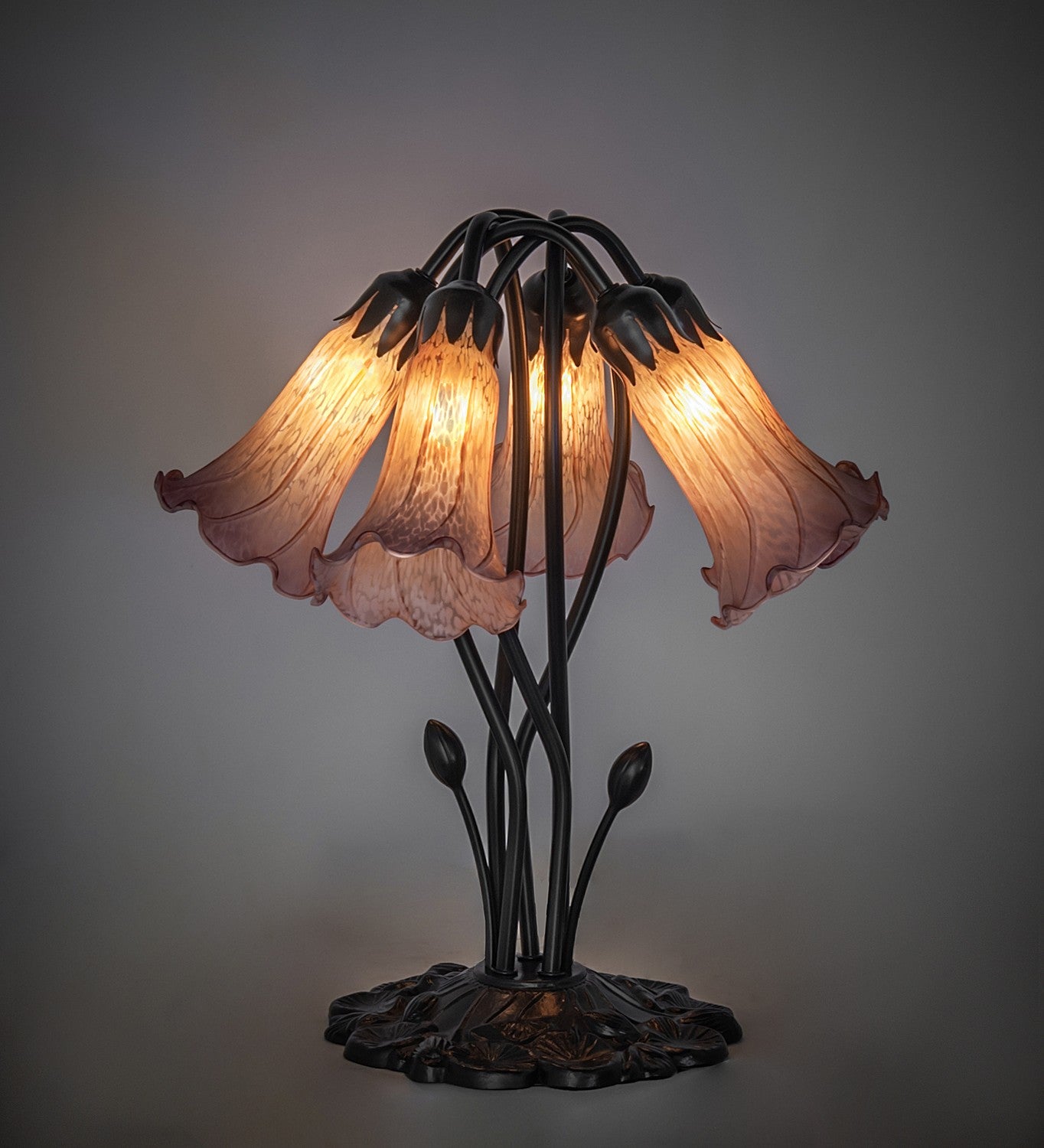 Meyda Tiffany - 262222 - Five Light Table Lamp - Amber/Purple - Mahogany Bronze