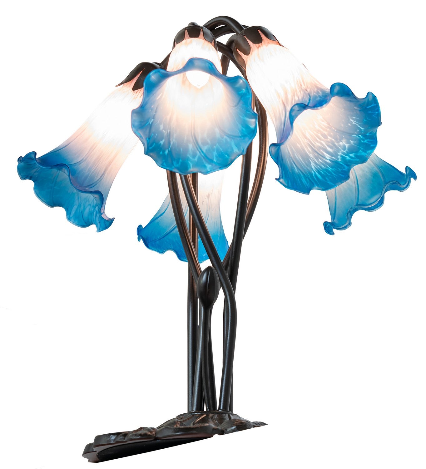 Meyda Tiffany - 262223 - Five Light Table Lamp - Blue/Pink - Mahogany Bronze