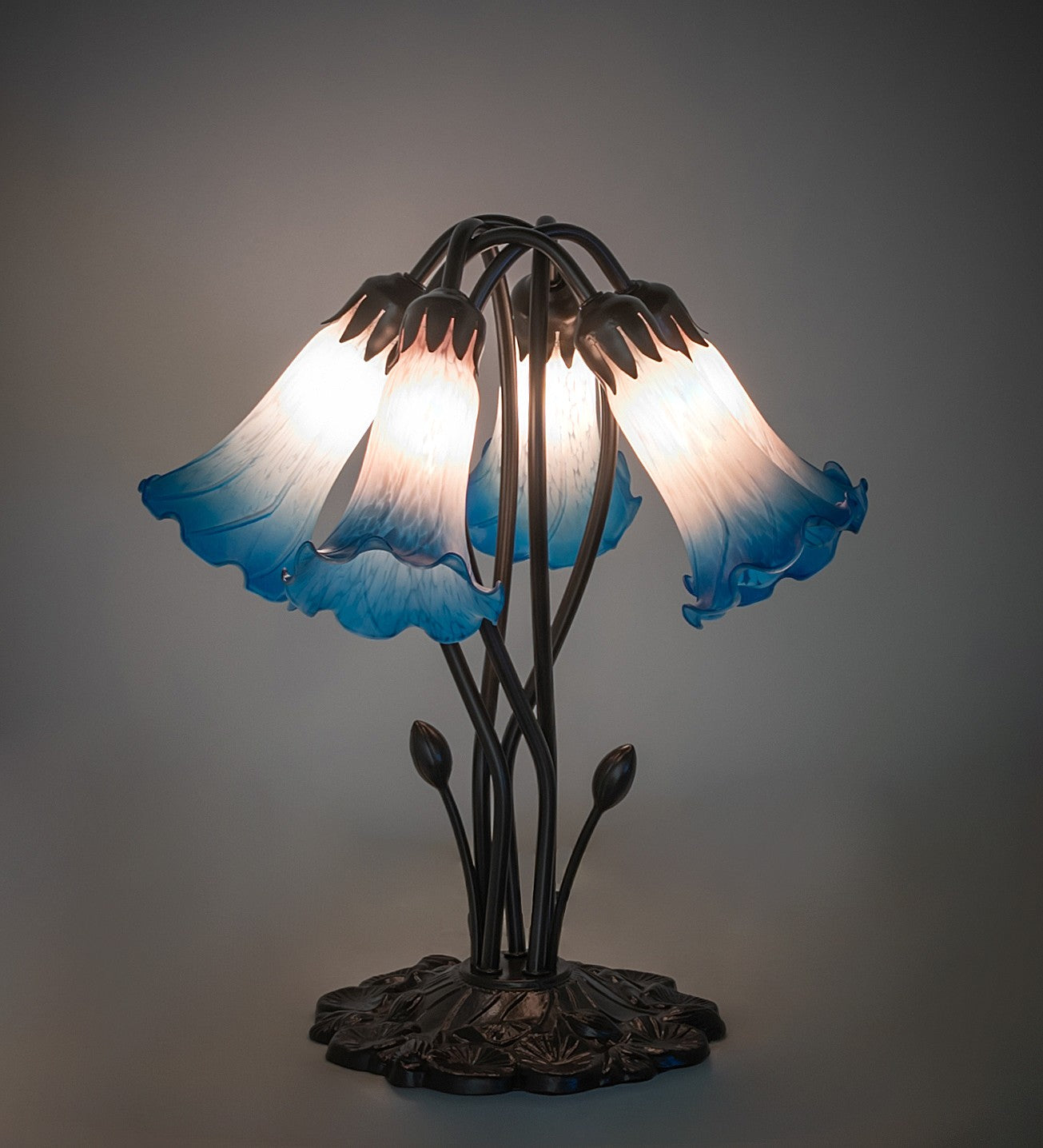 Meyda Tiffany - 262223 - Five Light Table Lamp - Blue/Pink - Mahogany Bronze