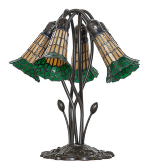 Meyda Tiffany - 262228 - Five Light Table Lamp - Stained Glass Pond Lily - Mahogany Bronze