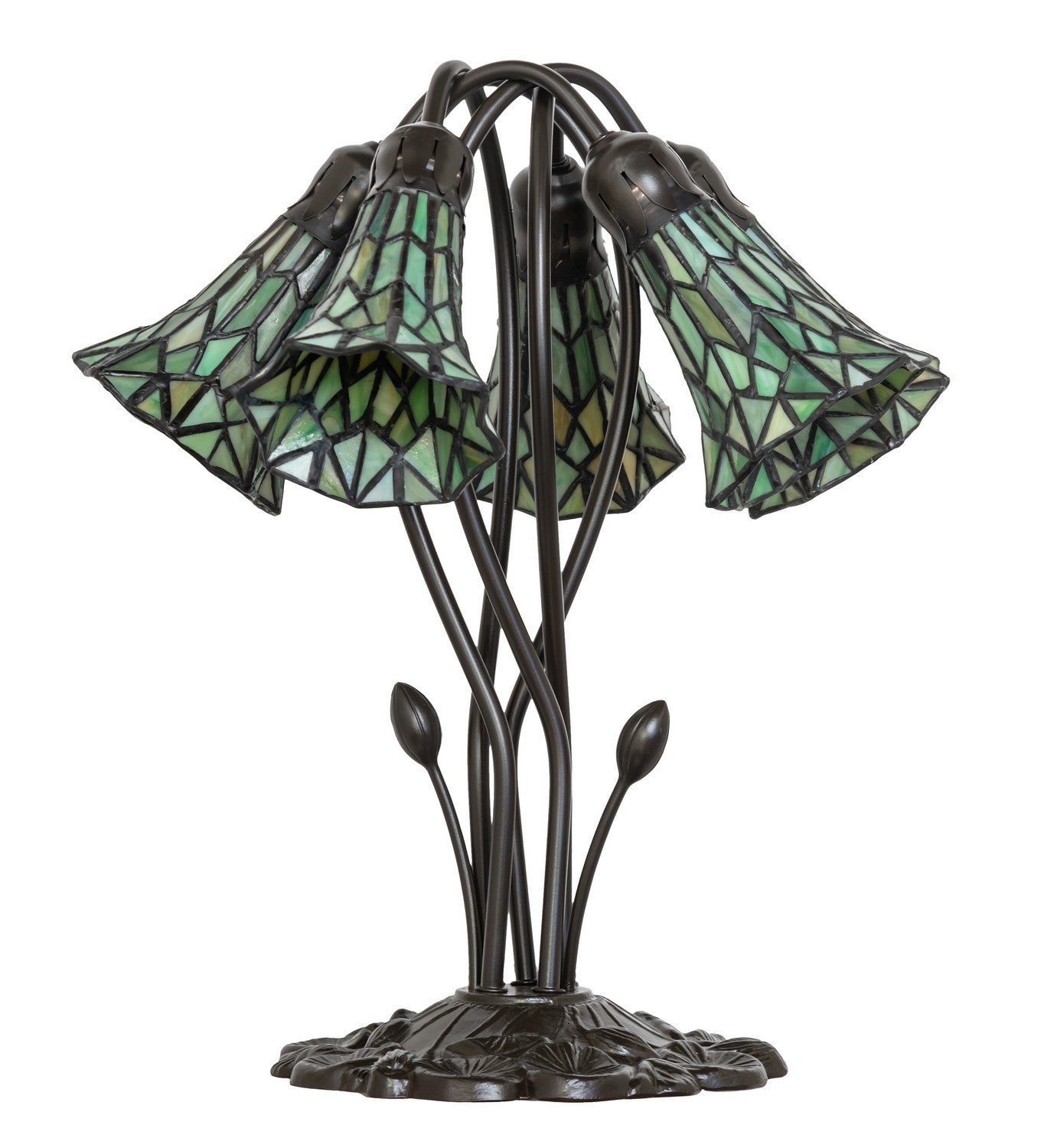 Meyda Tiffany - 262230 - Five Light Table Lamp - Stained Glass Pond Lily - Mahogany Bronze