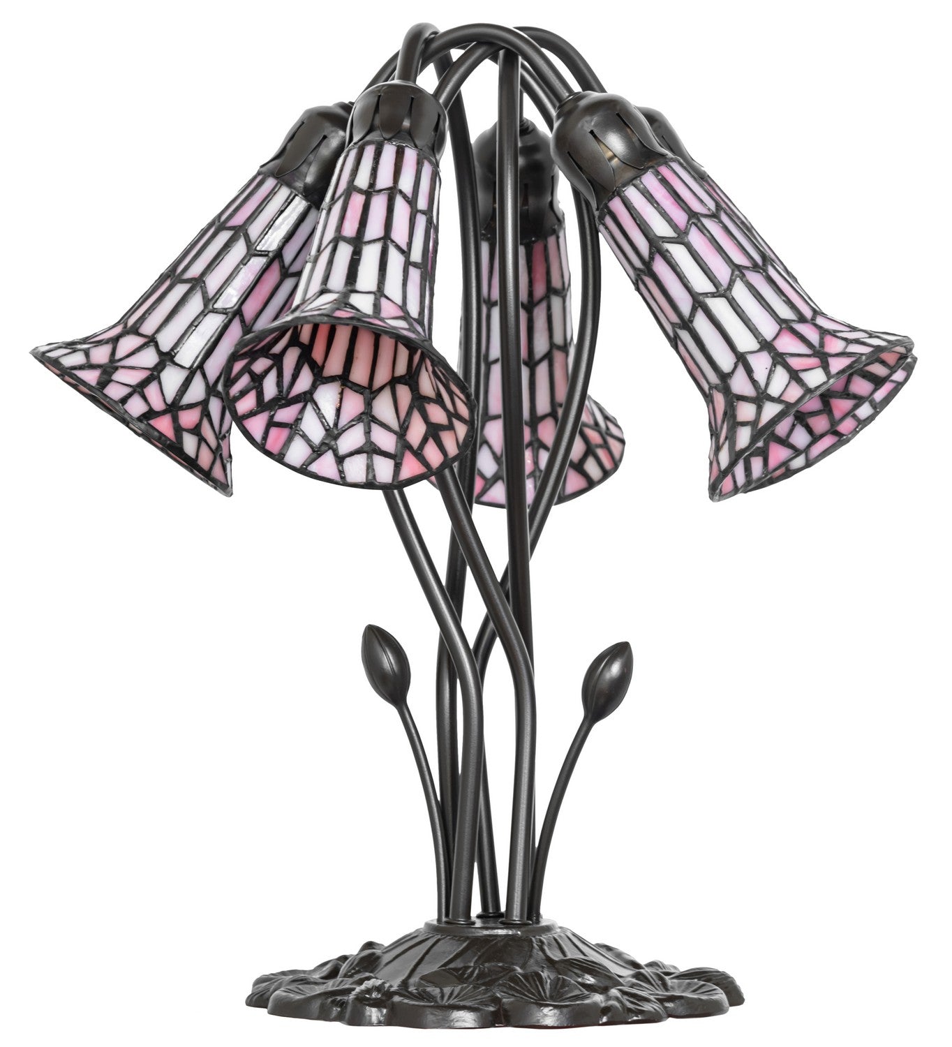 Meyda Tiffany - 262231 - Five Light Table Lamp - Stained Glass Pond Lily - Mahogany Bronze