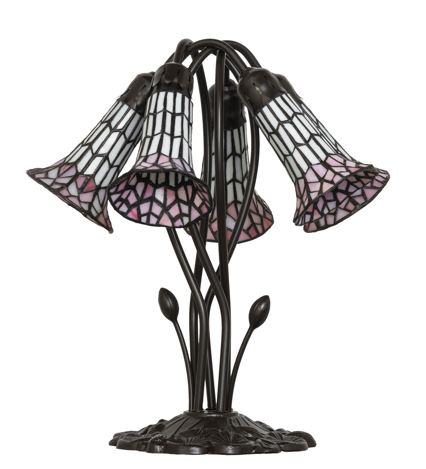 Meyda Tiffany - 262232 - Five Light Table Lamp - Stained Glass Pond Lily - Mahogany Bronze