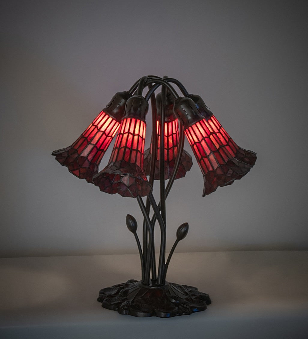 Meyda Tiffany - 262233 - Five Light Table Lamp - Stained Glass Pond Lily - Mahogany Bronze