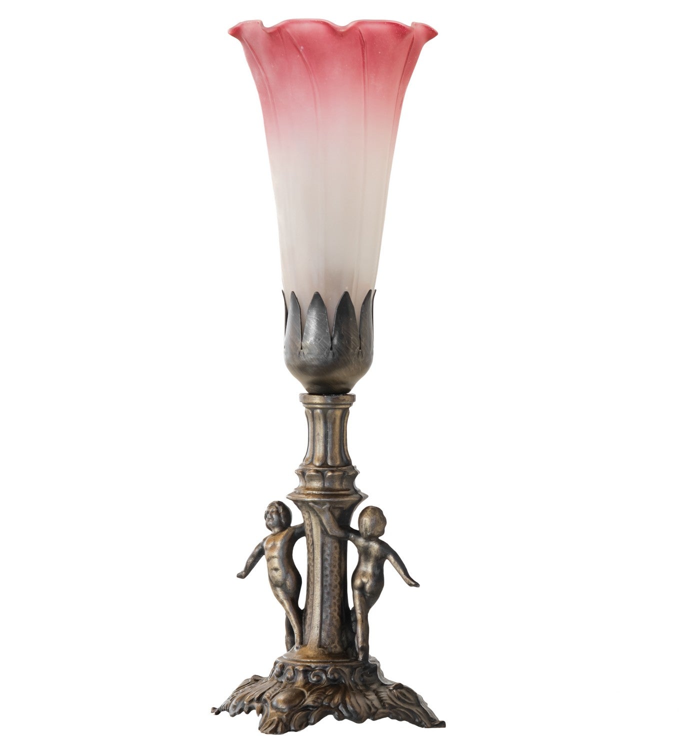 Meyda Tiffany - 262934 - One Light Mini Lamp - Pink/White - Antique Brass