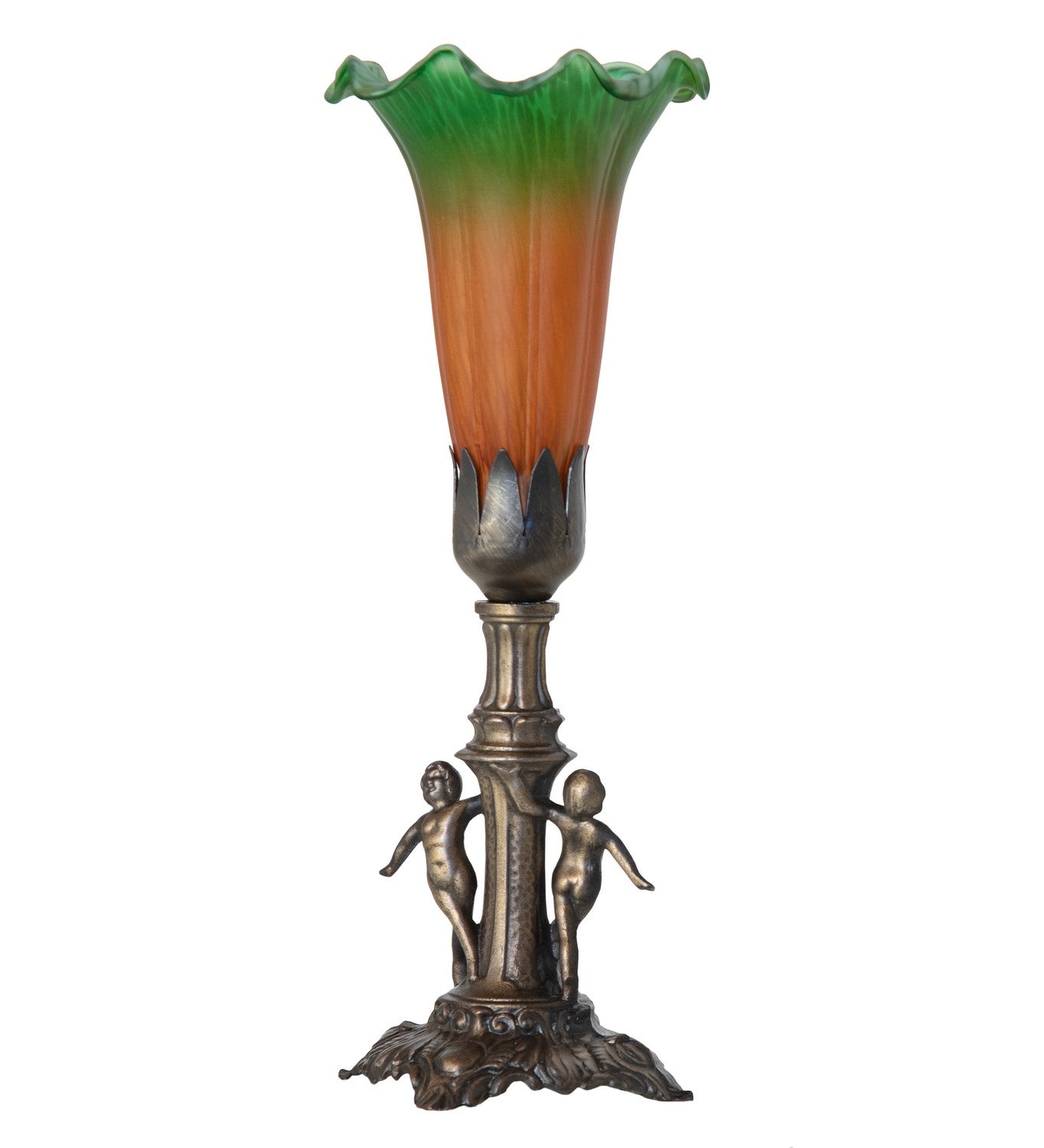 Meyda Tiffany - 262935 - One Light Mini Lamp - Amber/Green - Antique Brass