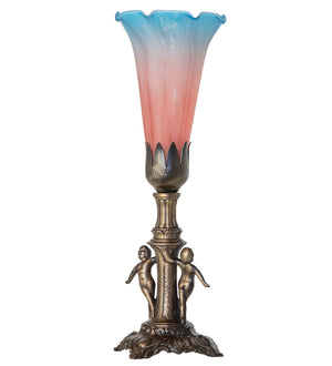 Meyda Tiffany - 262939 - One Light Mini Lamp - Pink/Blue - Antique Brass