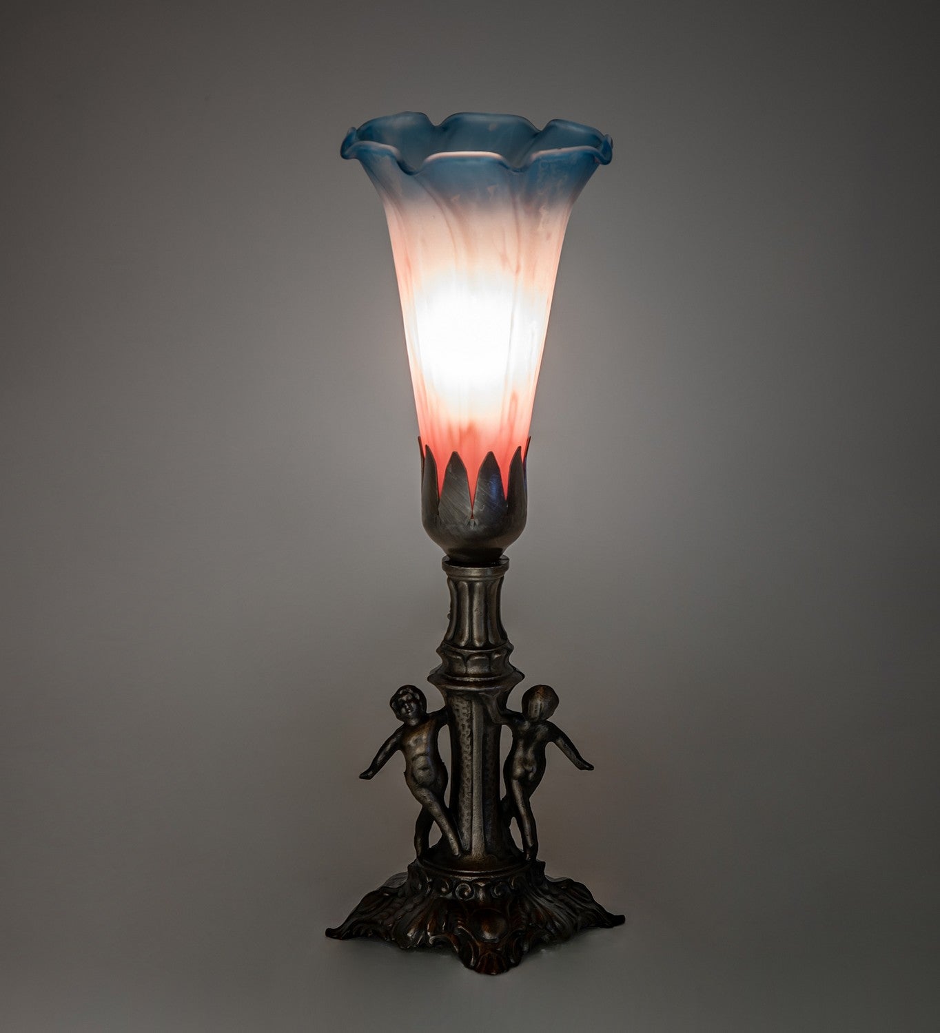 Meyda Tiffany - 262939 - One Light Mini Lamp - Pink/Blue - Antique Brass