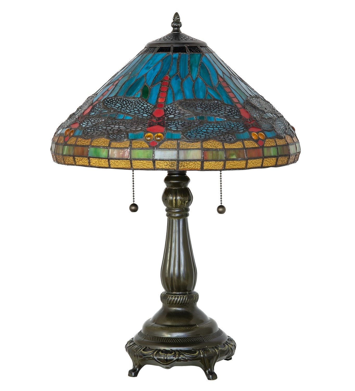 Meyda Tiffany - 268332 - Two Light Table Lamp - Tiffany Dragonfly - Mahogany Bronze