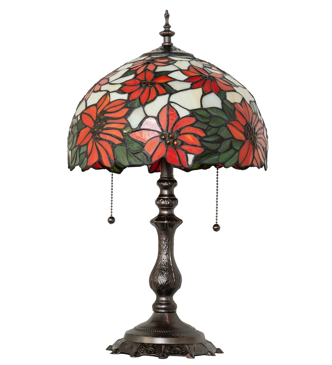 Meyda Tiffany - 269101 - Two Light Table Lamp - Poinsettia - Mahogany Bronze