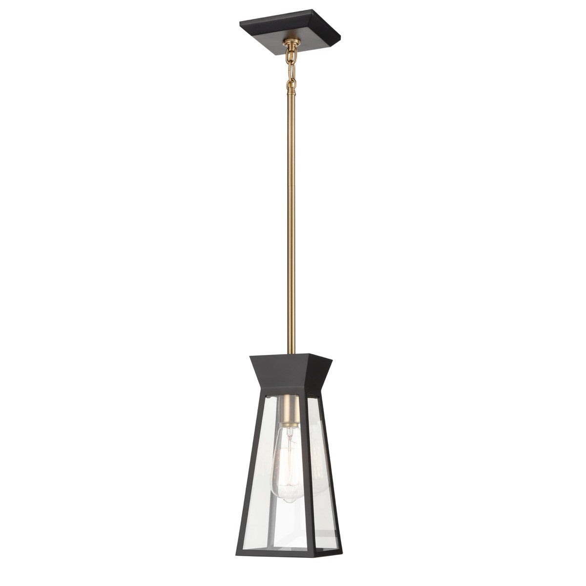 Artcraft - AC11850BK - One Light Pendant - Lucian - Black and Brushed Brass