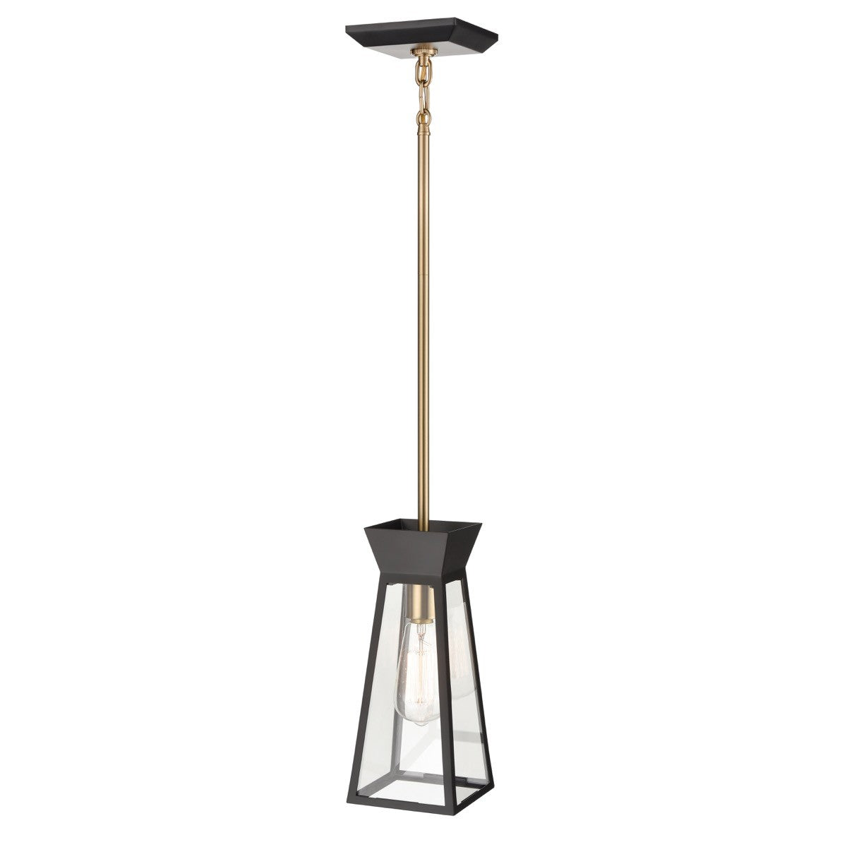 Artcraft - AC11850BK - One Light Pendant - Lucian - Black and Brushed Brass