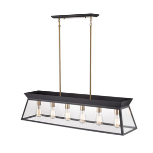 Artcraft - AC11854BK - Six Light Island Chandelier - Lucian - Black and Brushed Brass