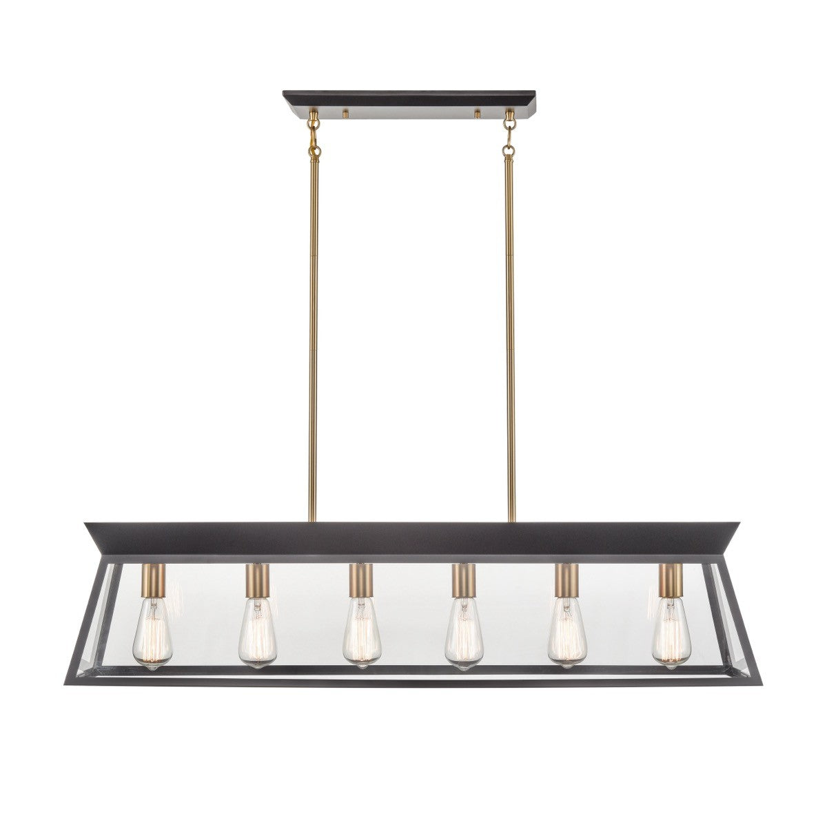 Artcraft - AC11854BK - Six Light Island Chandelier - Lucian - Black and Brushed Brass